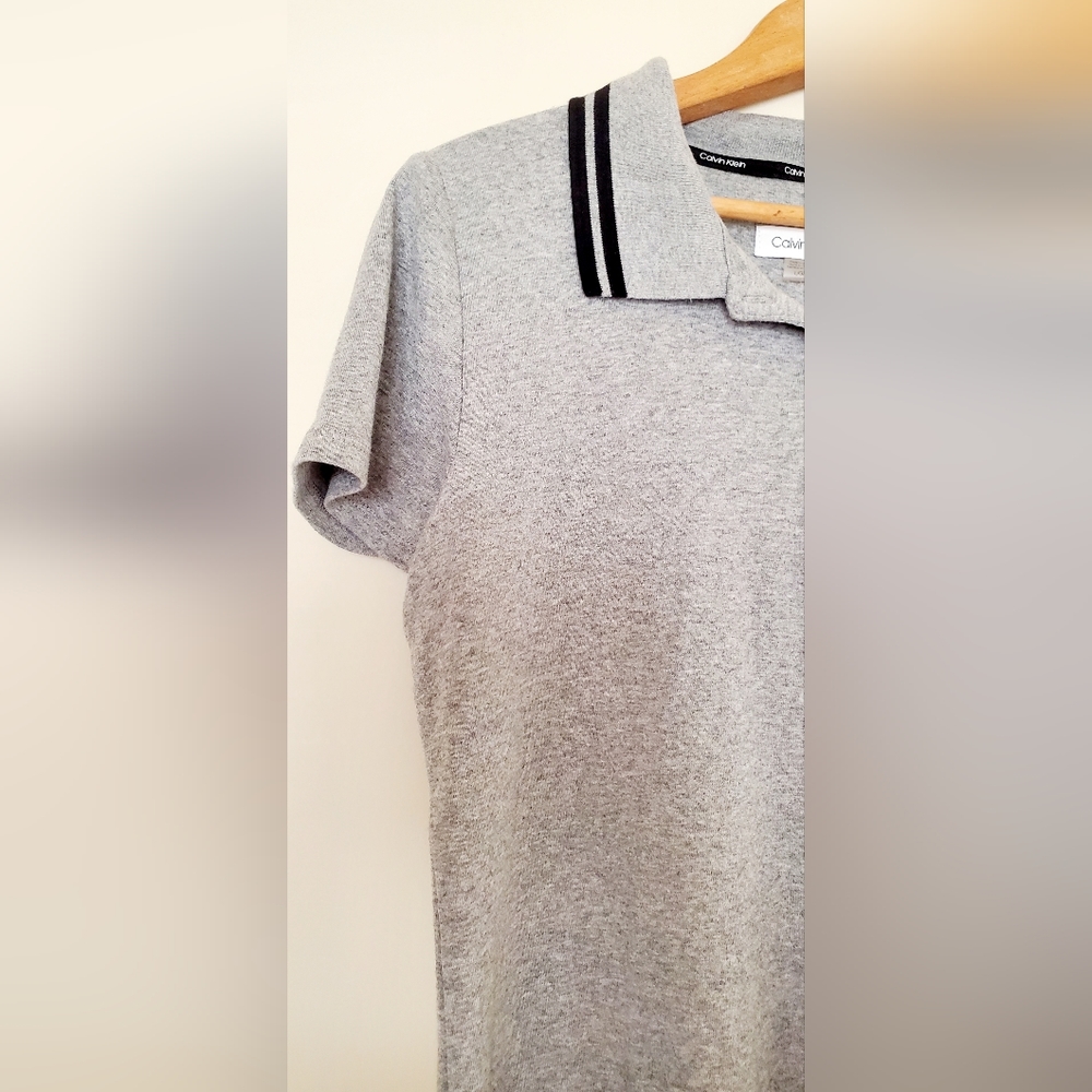 Calvin Klein gray collared short-sleeve shirt dress - Picture 5 of 6